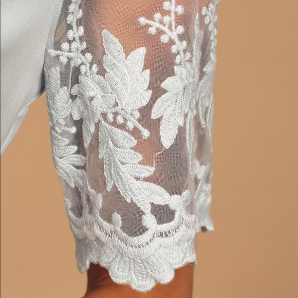 NWOT Lulu’s “Dance a Little Light Blue Embroidered Short Sleeve Shift Dress” - Picture 6 of 15